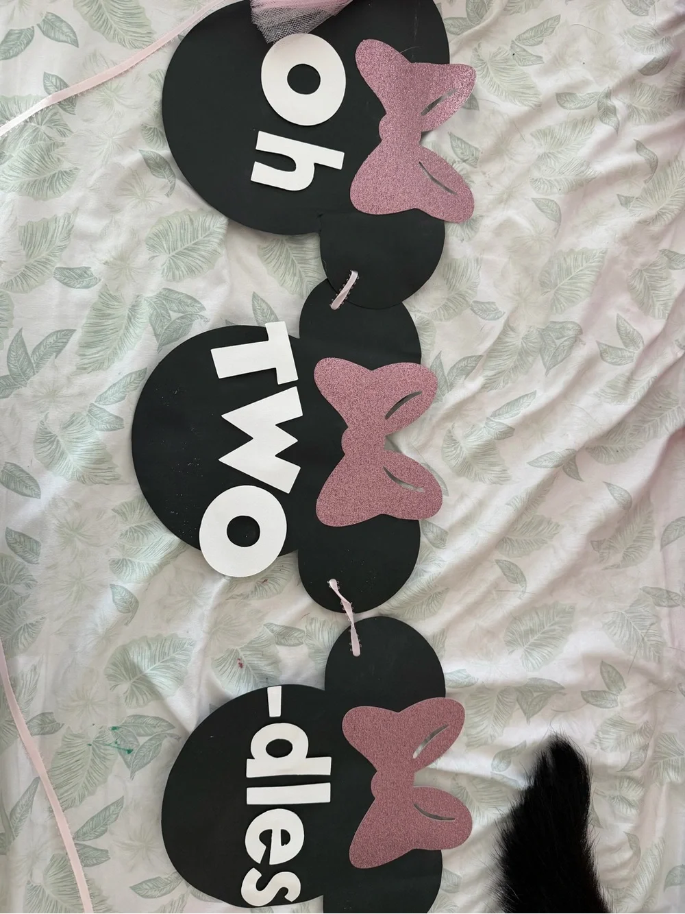 Pink and Black 'Two-ples' Party Banner - Birthday Decoration